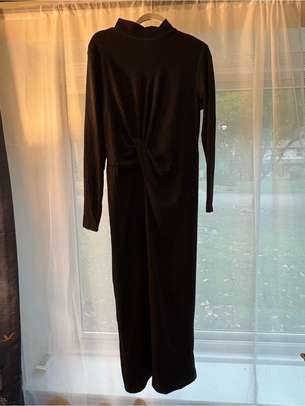 Eloquii Black Long-Sleeve Twist-Front Midi Dress